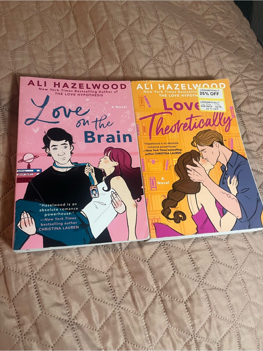 Lot of Ali Hazelwood Books love on the brain love theoretically
